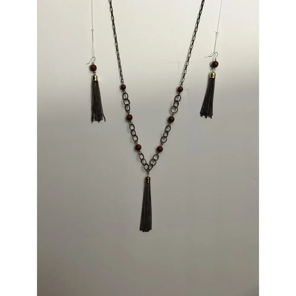 1960’s Boho Chic style Red Jasper Necklace & Earrings Retro Vintage